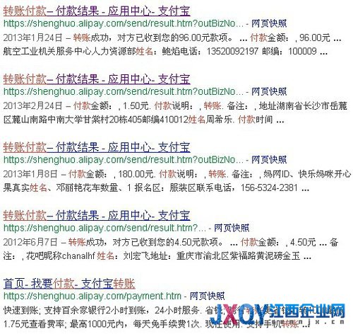 支付宝转账信息被谷歌抓取 用户担心信息泄露