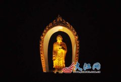 网媒记者夜观东林大佛  黑夜中散发出圣洁光芒令